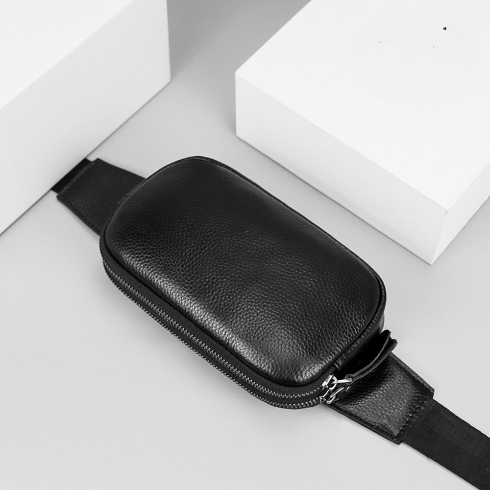 Leather Waist Pack Slim Fanny Bag For Men Women Outdoor Travel Sports Waist Wallet 3