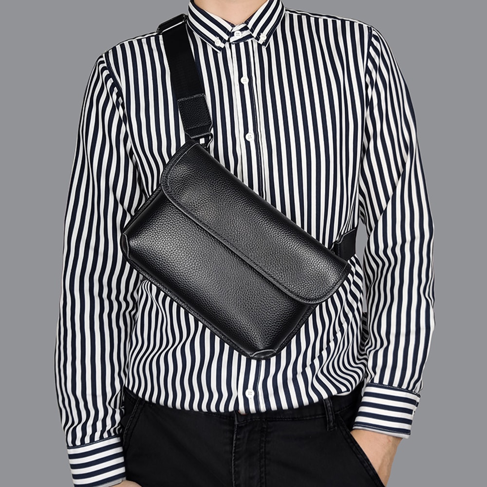 Genuine Leather Sling Bag Mens Shoulder Crossbody Messenger Bag 0