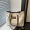 Chic Corduroy Tote Bag For Women Spacious Shoulder Handbag With Trendy Chain Leather Accents 1