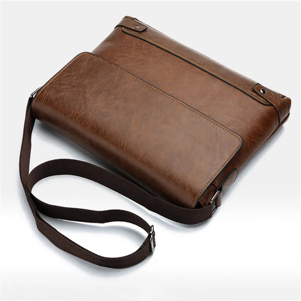 Mens Retro Leather Messenger Bag Casual Business Travel Shoulder Bag 1
