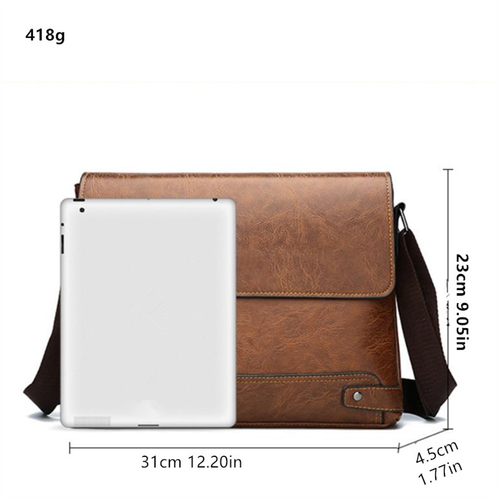 Mens Retro Leather Messenger Bag Casual Business Travel Shoulder Bag 5