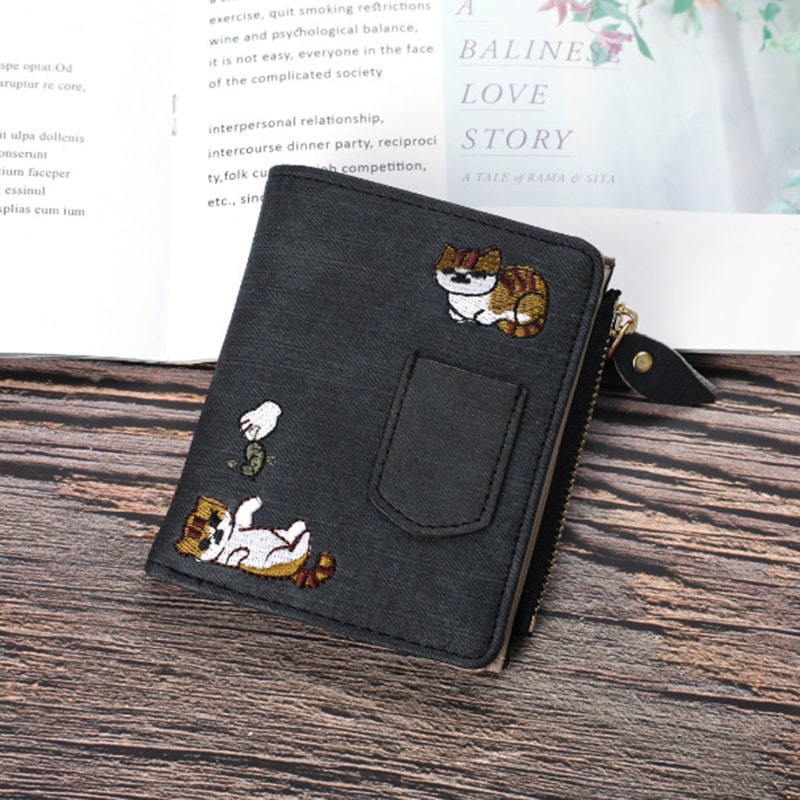 Cartoon Cat Pattern PU Leather Wallet Large Capacity Storage Card Holder 2