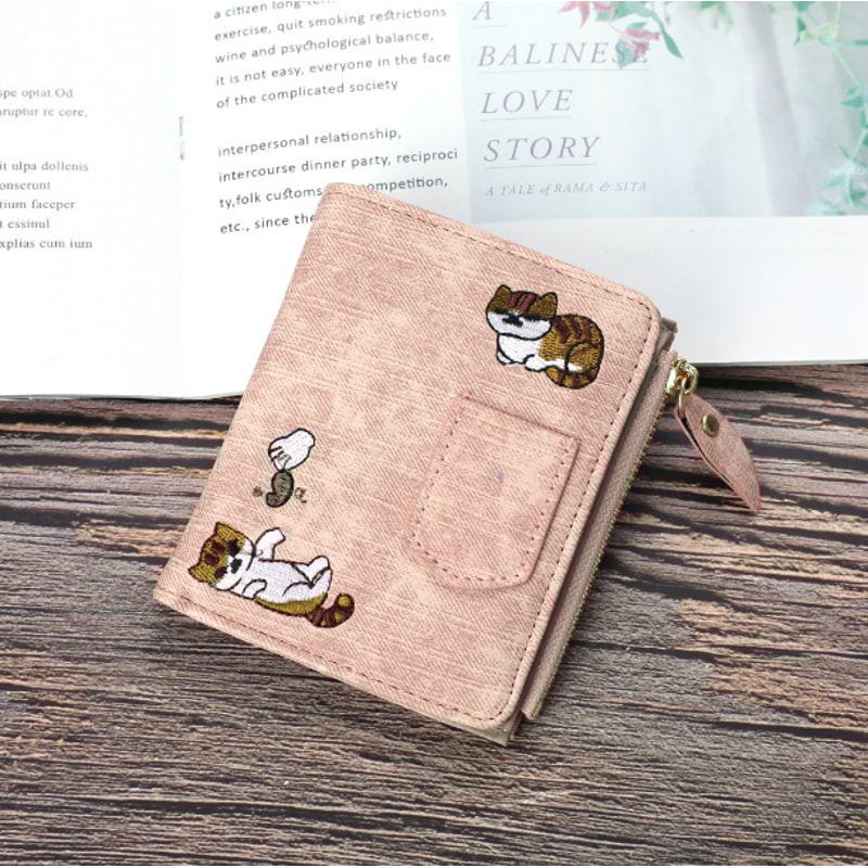 Cartoon Cat Pattern PU Leather Wallet Large Capacity Storage Card Holder 7