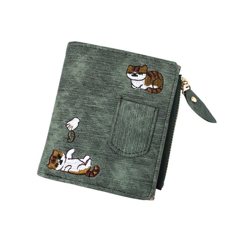 Cartoon Cat Pattern PU Leather Wallet Large Capacity Storage Card Holder 8