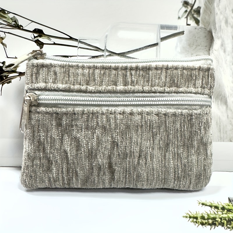 Corduroy Wristlet Pouch Large Capacity Mini Organizer For Cables Earphones Coins More 4