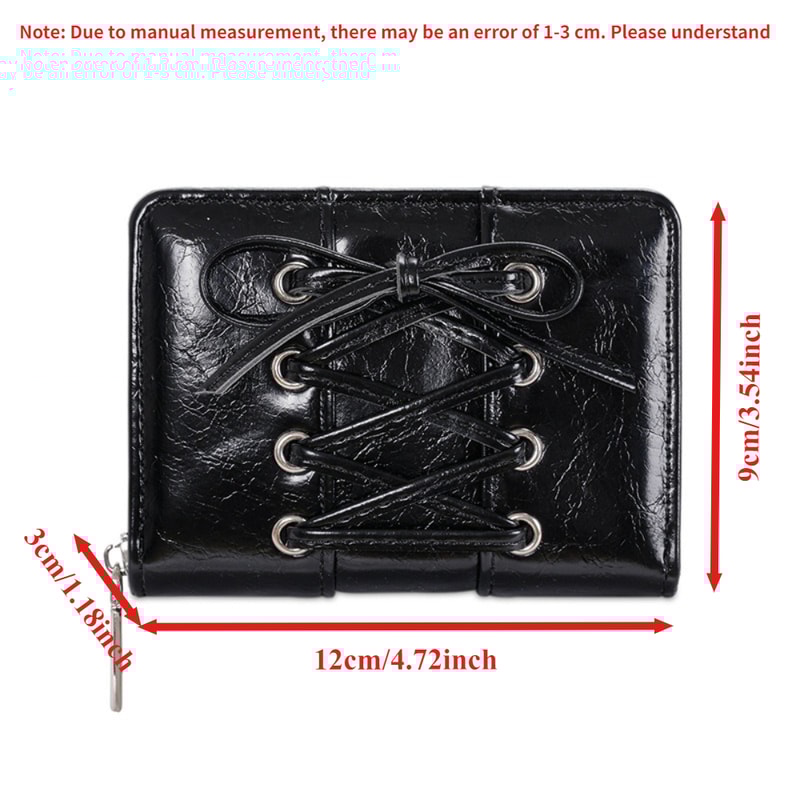 Simple Style Bow Wallet Ultra Thin Zipper PU Leather Card Holder Multi Function Clutch Travel Coin 3