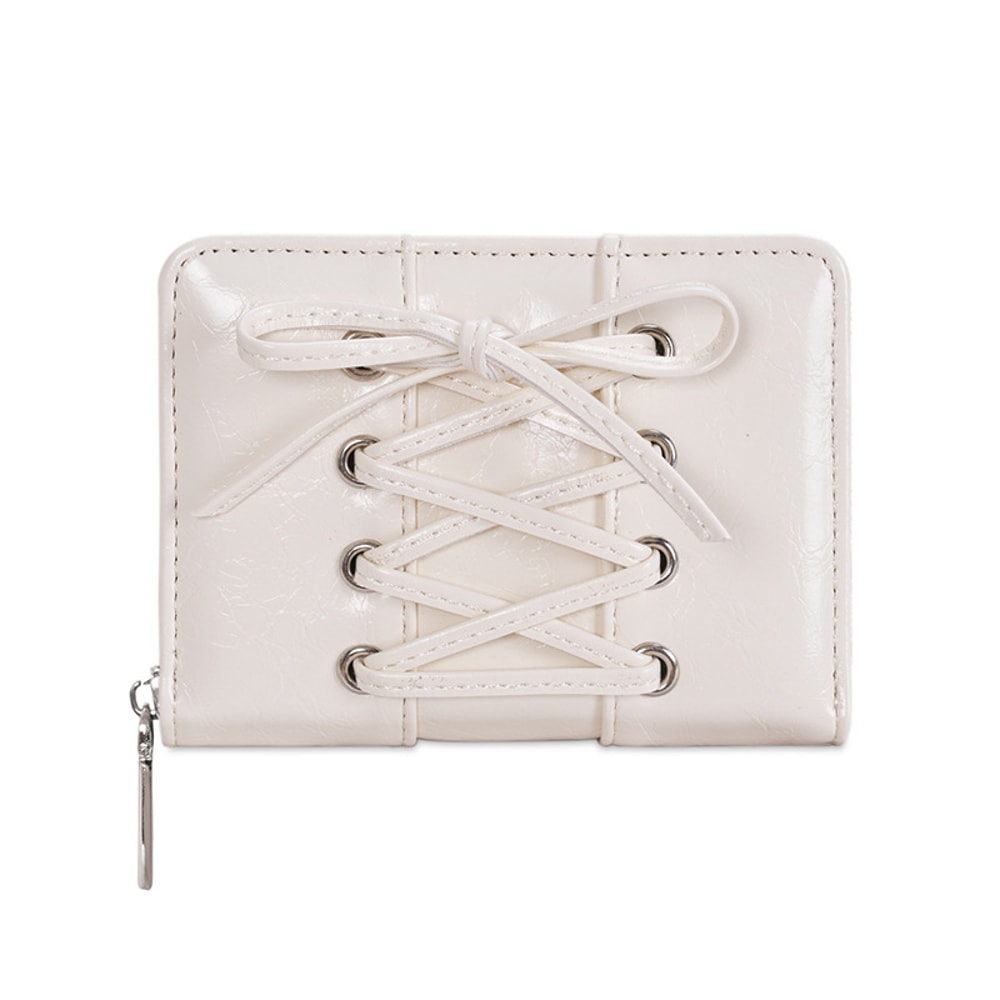 Simple Style Bow Wallet Ultra Thin Zipper PU Leather Card Holder Multi Function Clutch Travel Coin 4