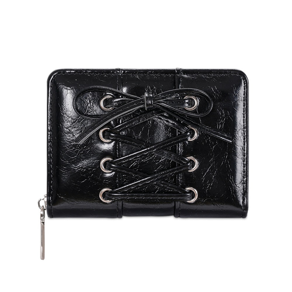 Simple Style Bow Wallet Ultra Thin Zipper PU Leather Card Holder Multi Function Clutch Travel Coin 6