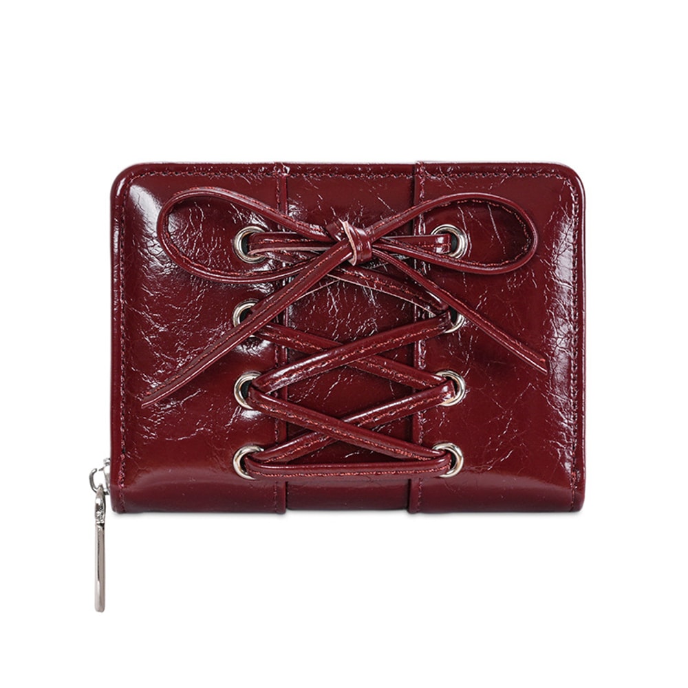 Simple Style Bow Wallet Ultra Thin Zipper PU Leather Card Holder Multi Function Clutch Travel Coin 7