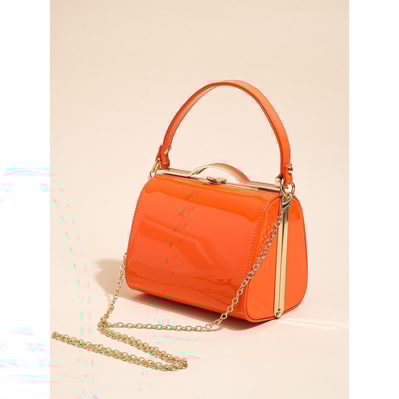 Elegant Pearlescent Leather Handheld Dinner Bag With Hard Shell Clip 2