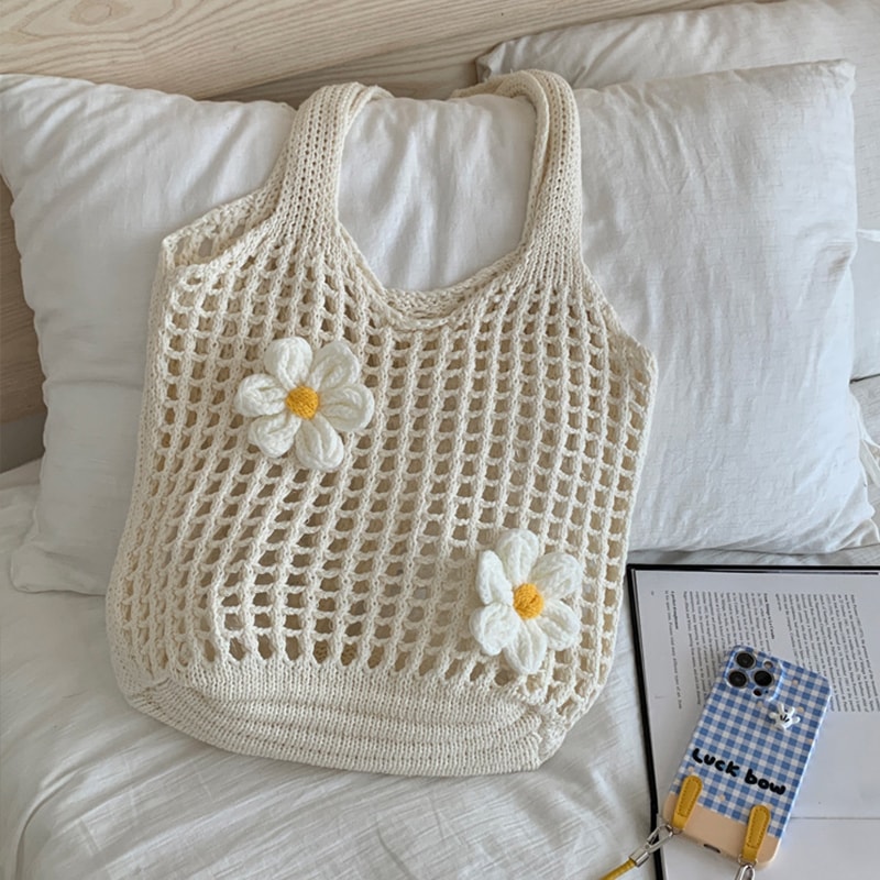 Women Knitted Shoulder Bag Chic Lightweight Summer Beach Tote Large Capacity Casual Top Handle Hobo 1