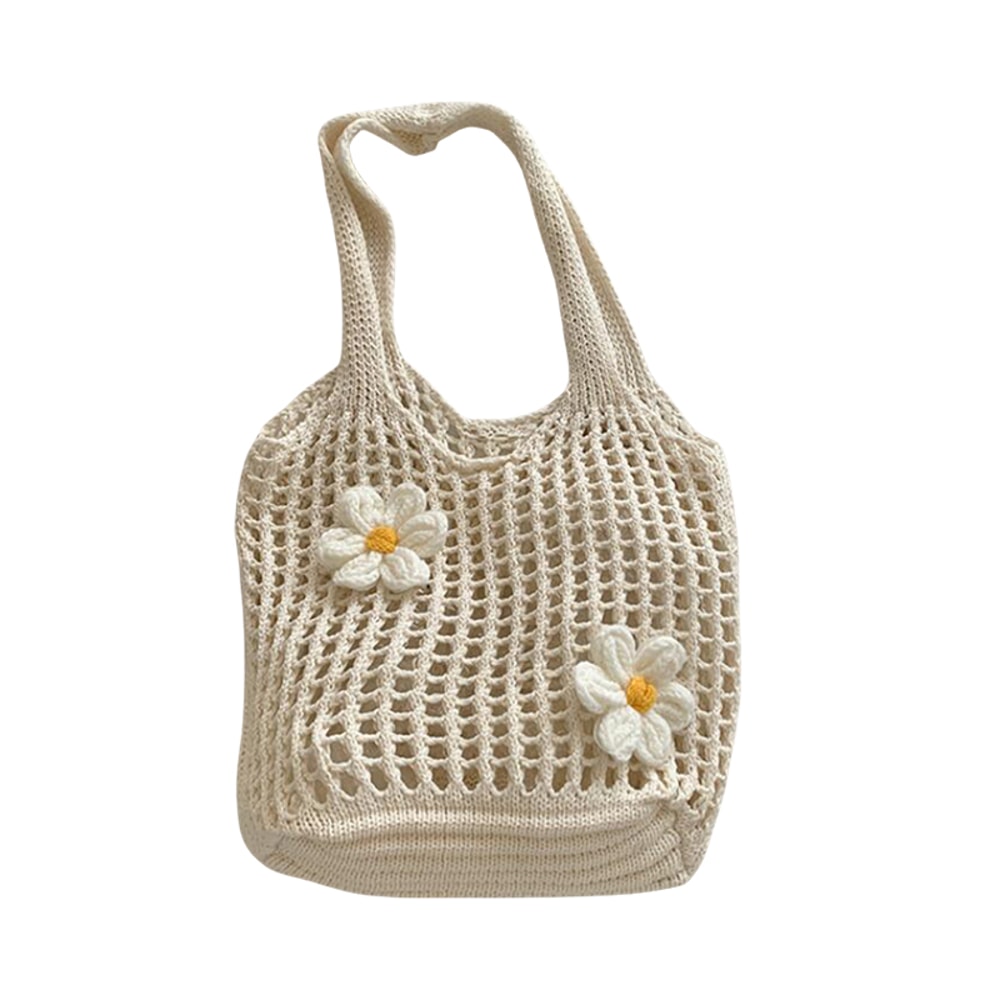 Women Knitted Shoulder Bag Chic Lightweight Summer Beach Tote Large Capacity Casual Top Handle Hobo 5