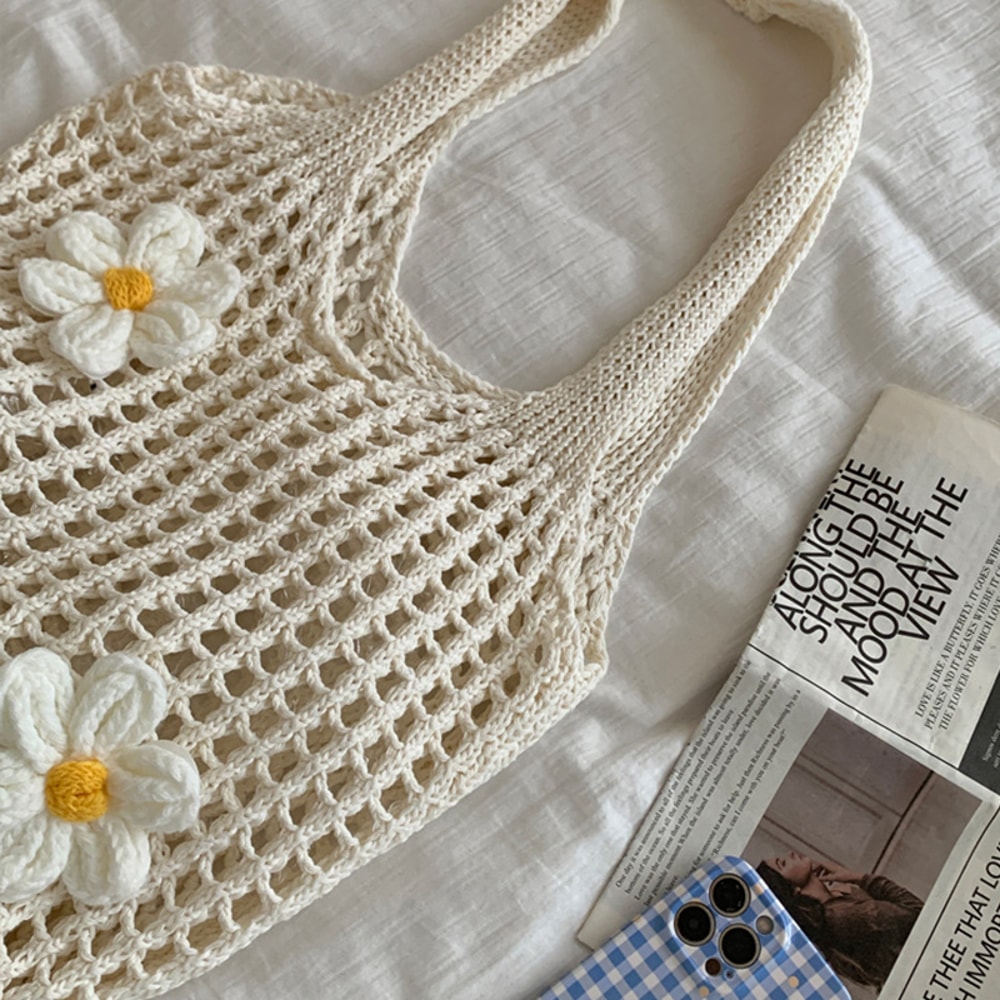 Women Knitted Shoulder Bag Chic Lightweight Summer Beach Tote Large Capacity Casual Top Handle Hobo 3