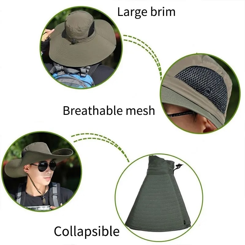 Breathable Sun Hat For Men And Women UV Protection Fishing Cap Mesh Fisherman Hat 2
