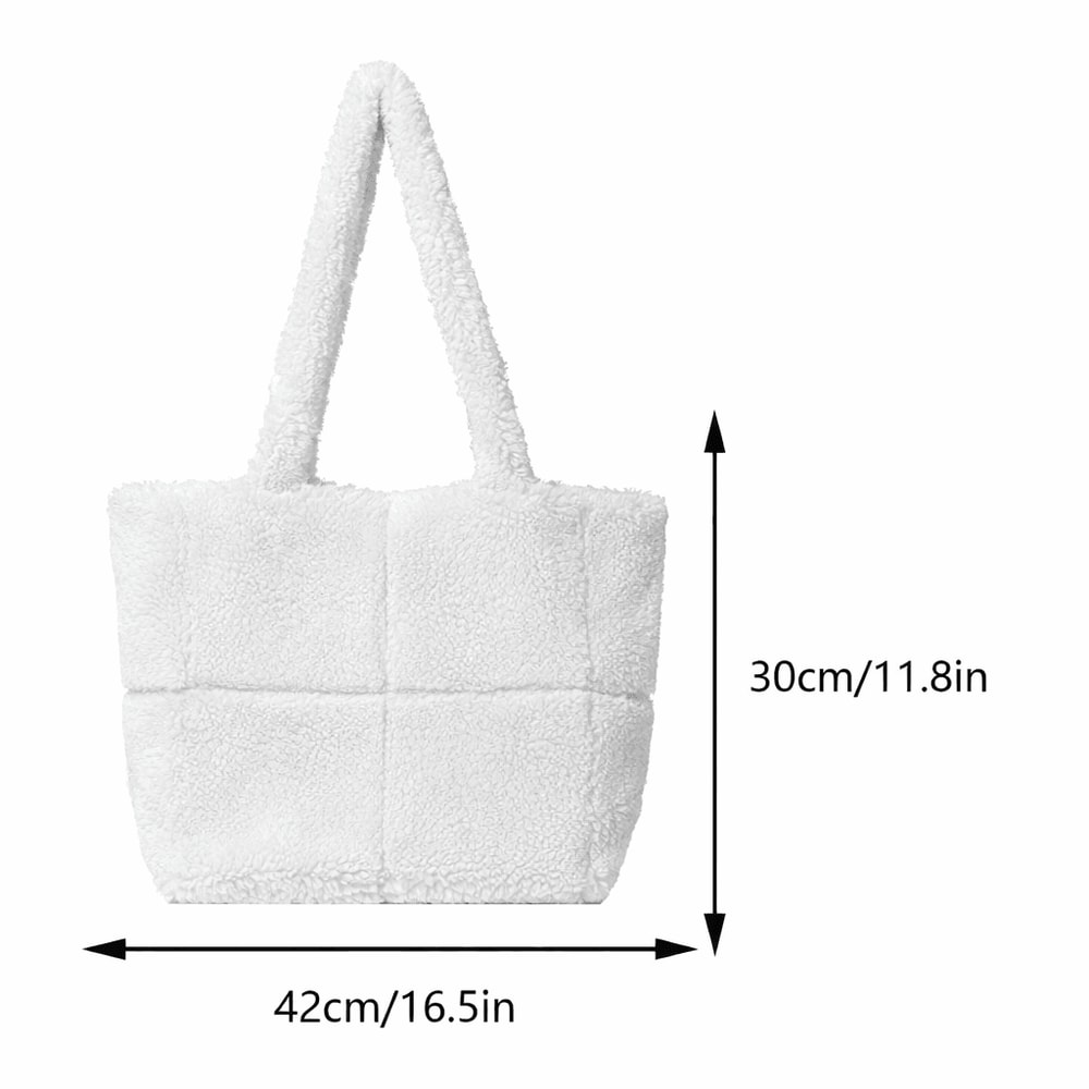 Cozy Lambswool Tote Bag Stylish Lightweight And Fuzzy Shoulder Satchel For Women 2