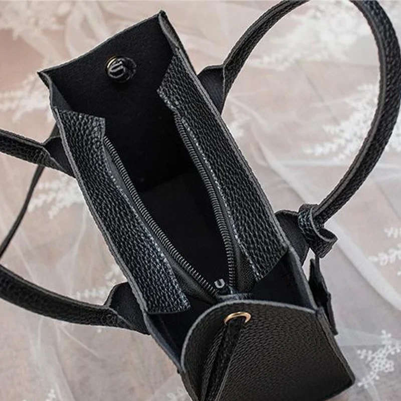 Womens Solid Color Lychee Grain Tote Shoulder Bag Elegant Single Shoulder Crossbody Handbag For Dai 2