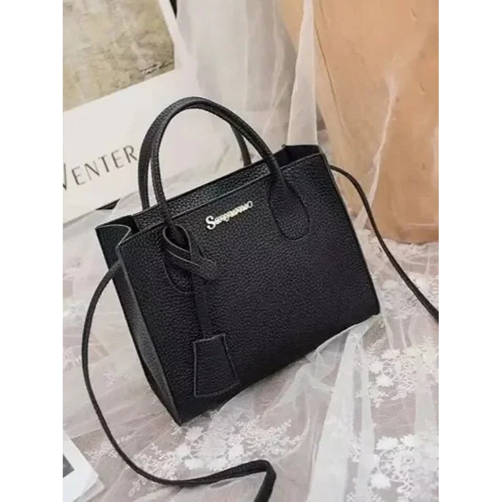 Womens Solid Color Lychee Grain Tote Shoulder Bag Elegant Single Shoulder Crossbody Handbag For Dai 6