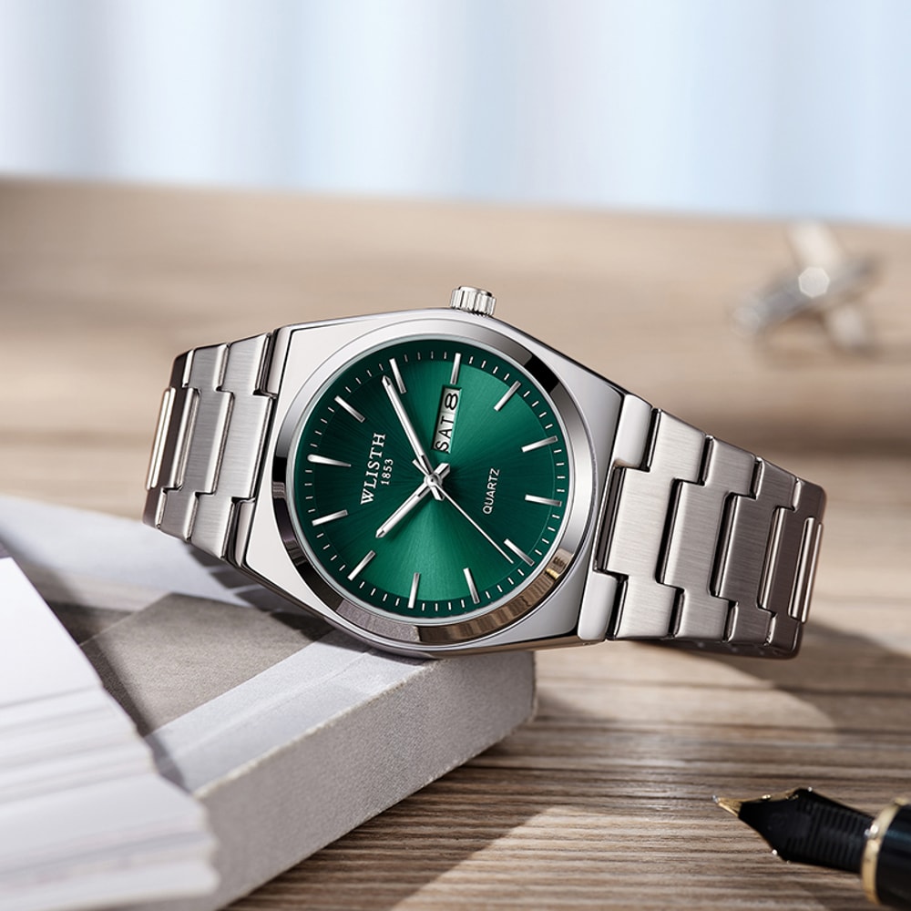 Luxury Stainless Steel Quartz Watch For Men Waterproof Luminous Date Week Function 2