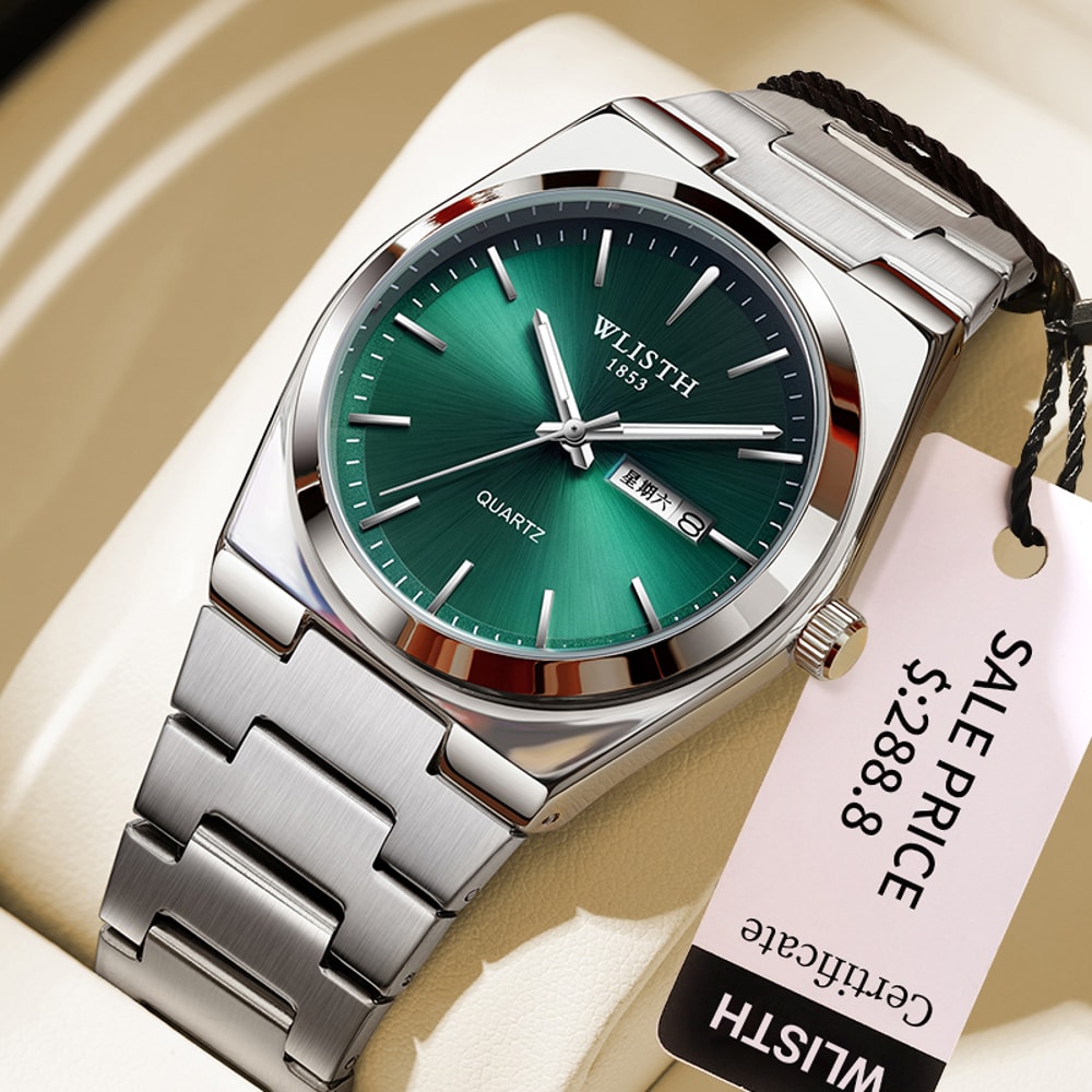 Luxury Stainless Steel Quartz Watch For Men Waterproof Luminous Date Week Function 3