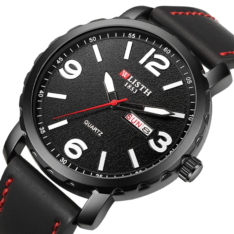 Mens Waterproof Quartz Leather Watch Business Casual Night Light Sport Watch for Men