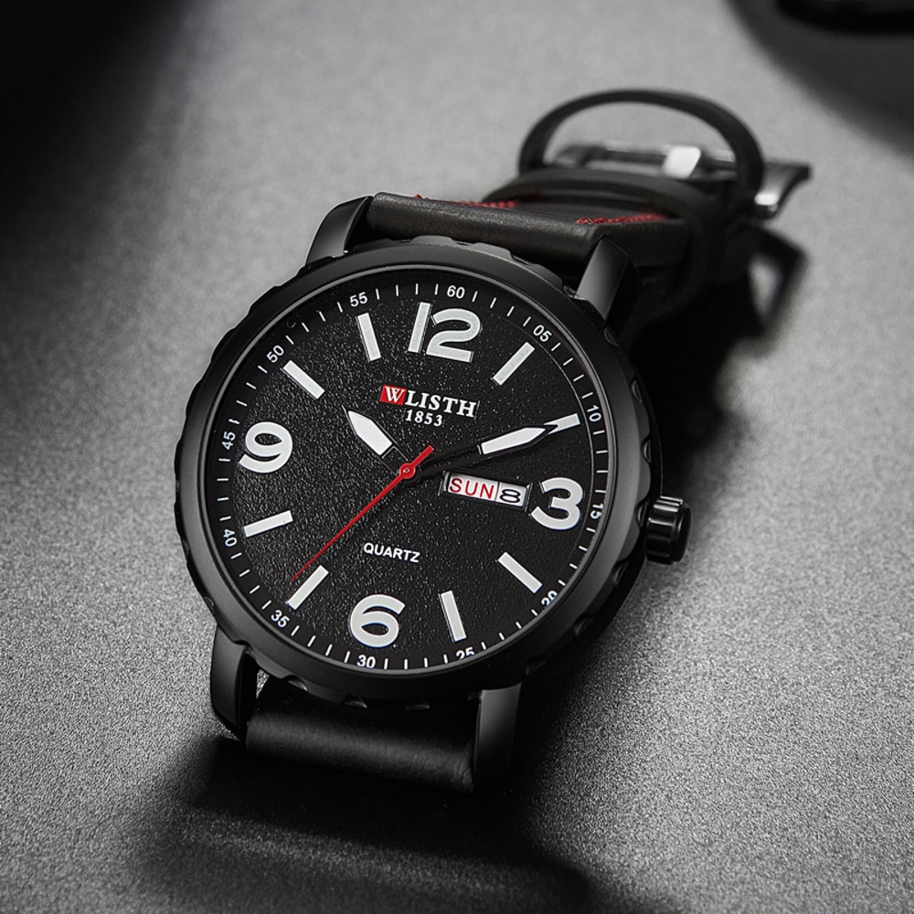 Mens Waterproof Quartz Leather Watch Business Casual Night Light Sport Watch for Men