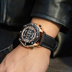 personalized multi functional mens sports watch with silicone straps waterproof & calendar feature