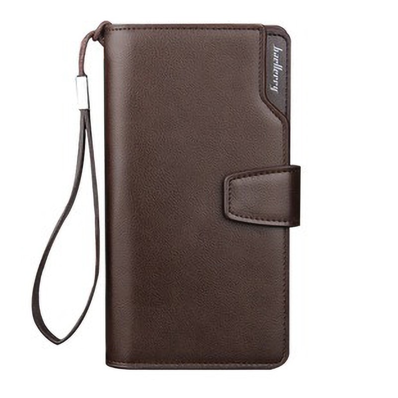 Premium PU Leather Mens Long Wallet Multi Functional Zipper Compartment Organizer For Travel 4