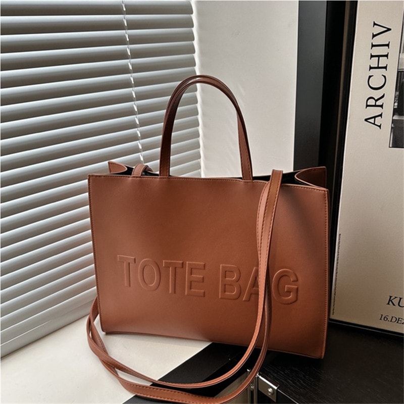 Simple Vintage Large Capacity Tote Bag Stylish Casual Fashion Handbag Shoulder Crossbody Bags For E 5