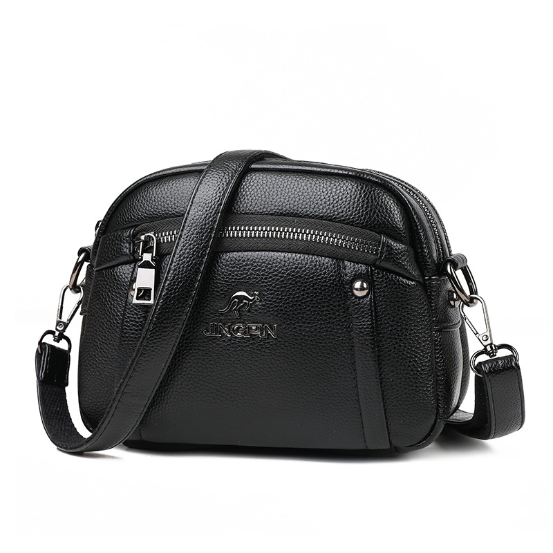 Water Resistant Crossbody Bag For Women Solid Color Square Shoulder Bag With Three Zipper Compartme