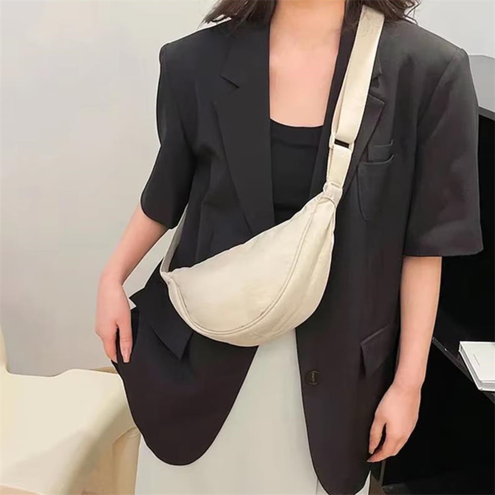 Solid Color Nylon Travel Crossbody Waist Bag For Women Large Capacity Daily Fanny Pack 0