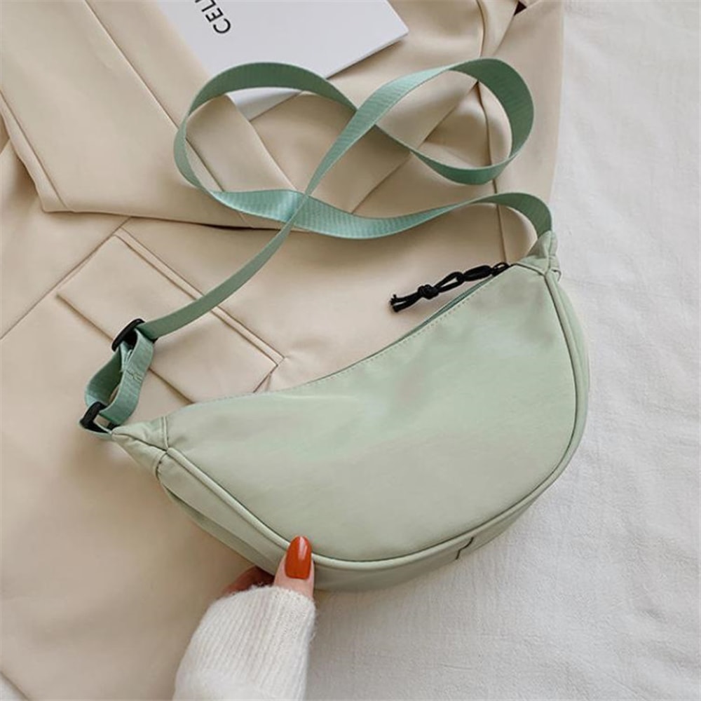 Solid Color Nylon Travel Crossbody Waist Bag For Women Large Capacity Daily Fanny Pack 7