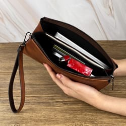 fashion retro mens clutch bag wallet large capacity double compartment zipper wallet for business & casual use
