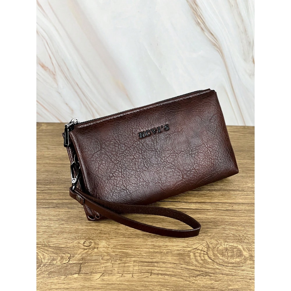 Fashion Retro Mens Clutch Bag Wallet Large Capacity Double Compartment Zipper Wallet For Business 6