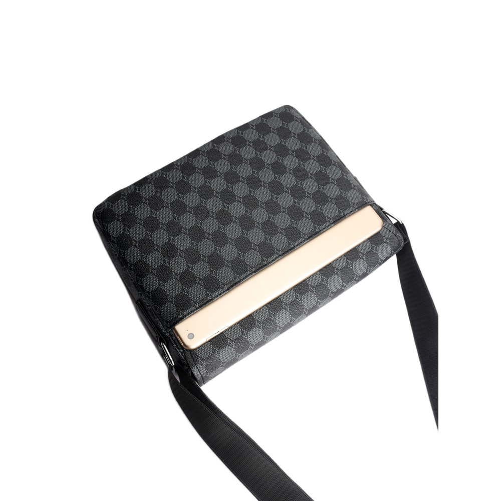 Mens Crossbody Business Briefcase Fashionable Plaid Large Capacity Shoulder Bag 1