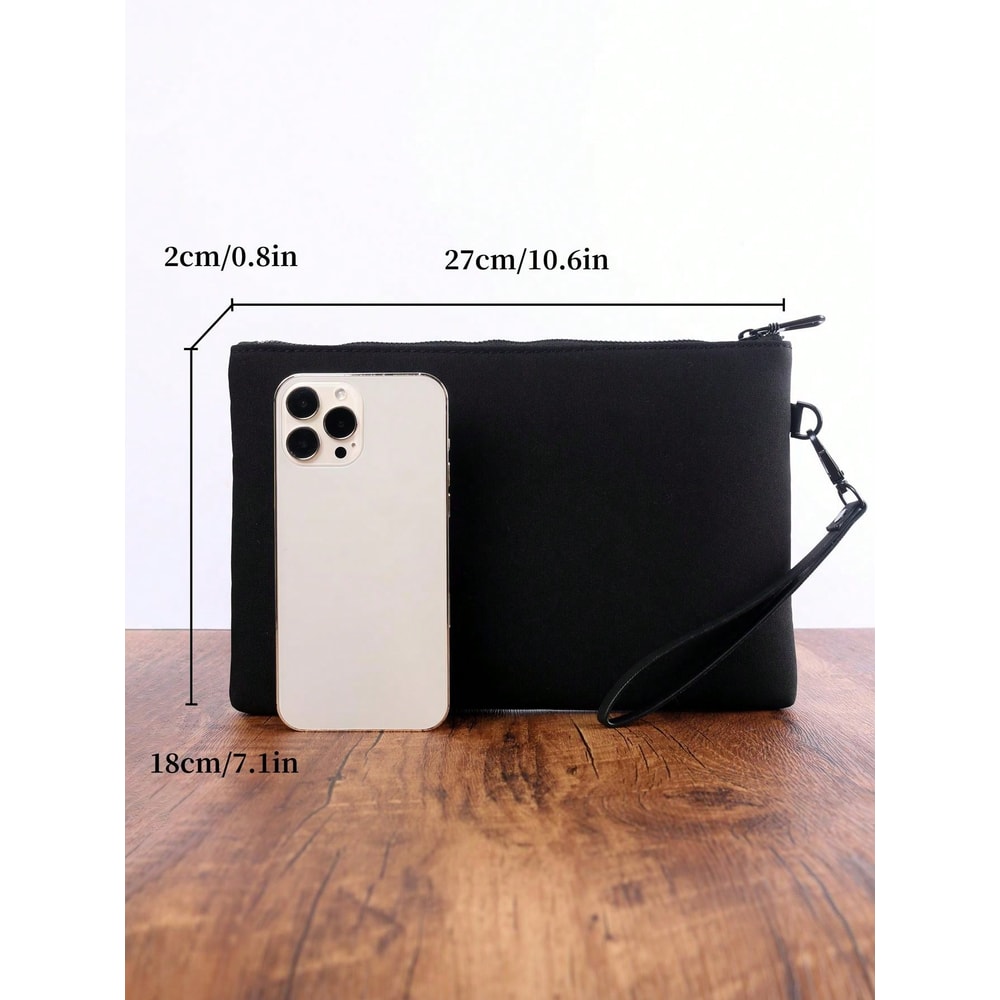 Ultra Thin Business Clutch Bag Stylish Portable Zipper Wristlet Cell Phone Handbag For Men 0
