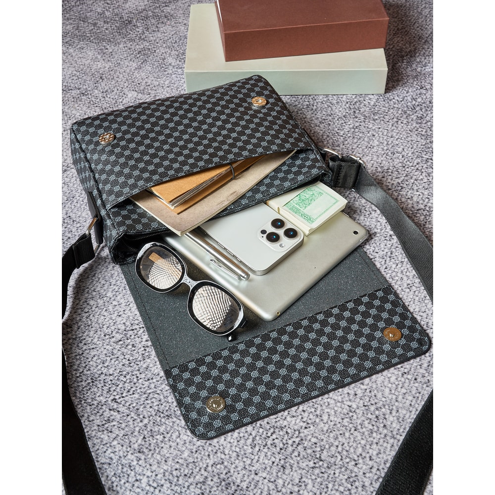 Mens Slim Anti Theft PU Sling Bag Crocodile Embossed Crossbody With Phone Pocket Tablet Passport H 0