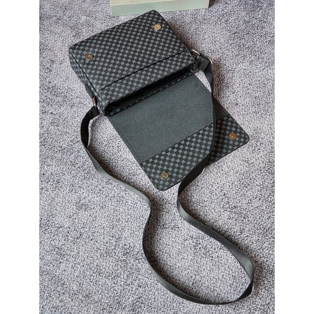 Mens Slim Anti Theft PU Sling Bag Crocodile Embossed Crossbody With Phone Pocket Tablet Passport H 1