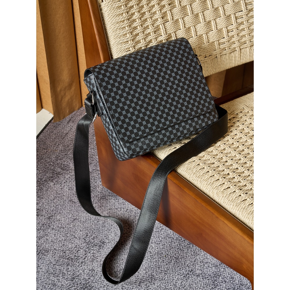 Mens Slim Anti Theft PU Sling Bag Crocodile Embossed Crossbody With Phone Pocket Tablet Passport H 3