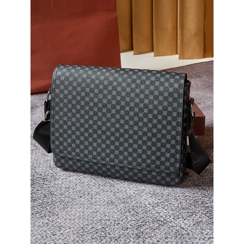 Mens Slim Anti Theft PU Sling Bag Crocodile Embossed Crossbody With Phone Pocket Tablet Passport H 5