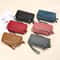 Genuine Leather Women Double Zip Wallet Cowhide Clutch Purse Wristlet Bag Coin Purse For Mobile Ph 0