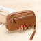 Genuine Leather Women Double Zip Wallet Cowhide Clutch Purse Wristlet Bag Coin Purse For Mobile Ph 6