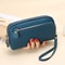 Genuine Leather Women Double Zip Wallet Cowhide Clutch Purse Wristlet Bag Coin Purse For Mobile Ph 7