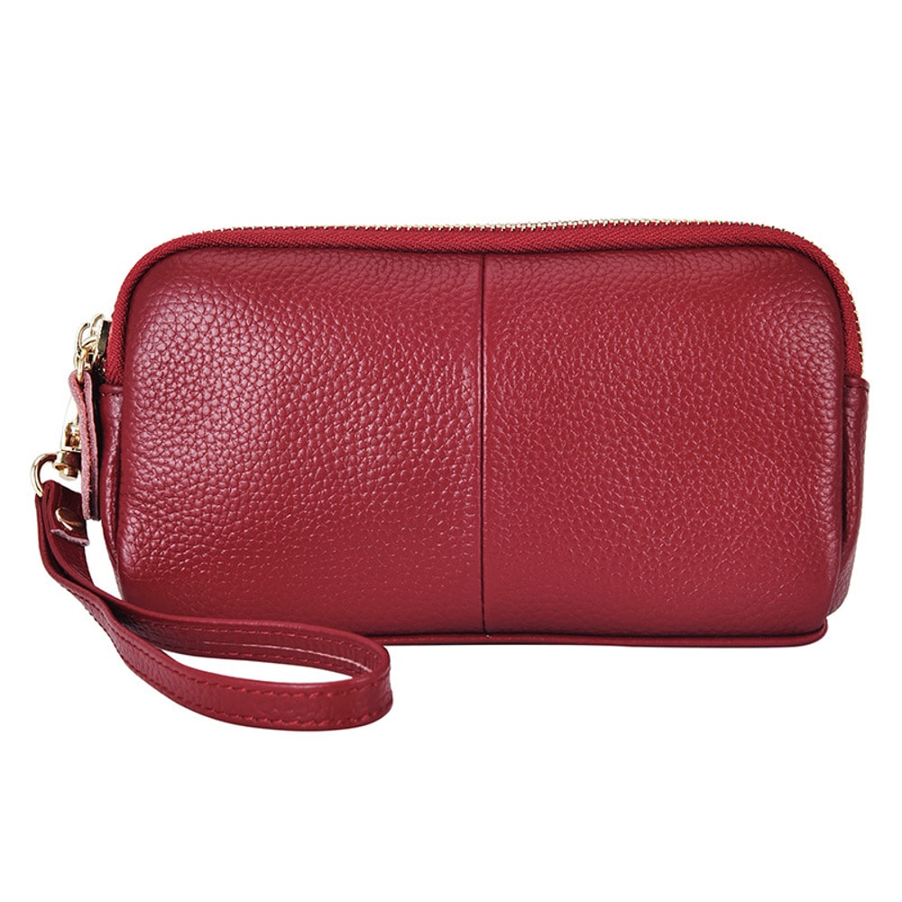 Genuine Leather Womens Wallet With Zipper Clutch For Ladies Cowhide Wristlet Mobile Phone Bag 3