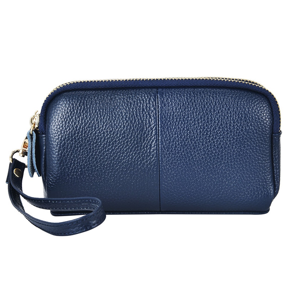 Genuine Leather Womens Wallet With Zipper Clutch For Ladies Cowhide Wristlet Mobile Phone Bag 5