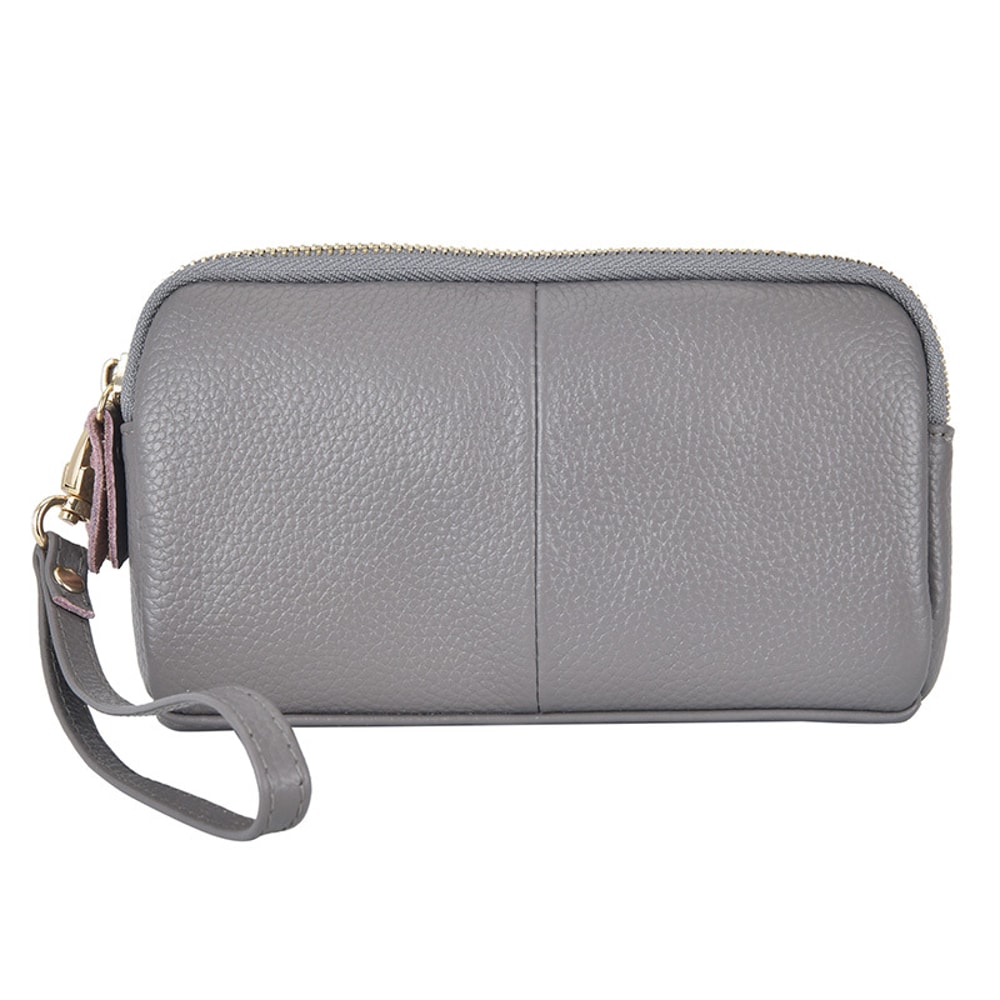 Genuine Leather Womens Wallet With Zipper Clutch For Ladies Cowhide Wristlet Mobile Phone Bag 6
