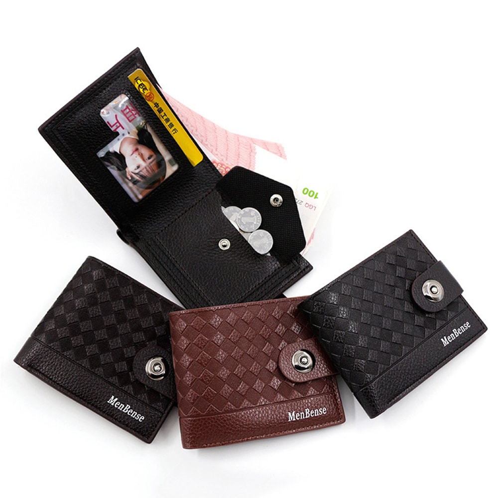 Slim PU Leather Mens Wallet With Magnetic Closure Large Capacity Minimalist Design 2