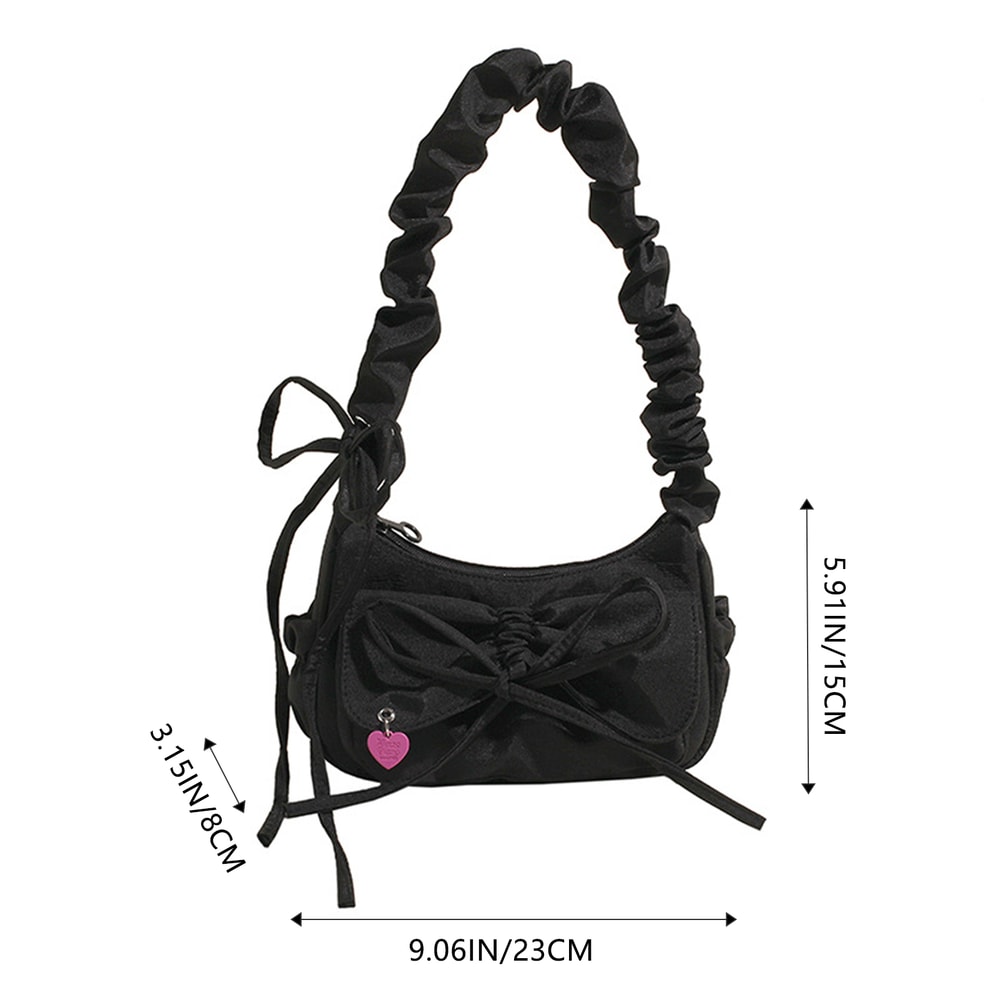 Black Bow Casual Shoulder Bag For Women Stylish Korean Washed Denim Summer Handbag Perfect Gift Ide 4