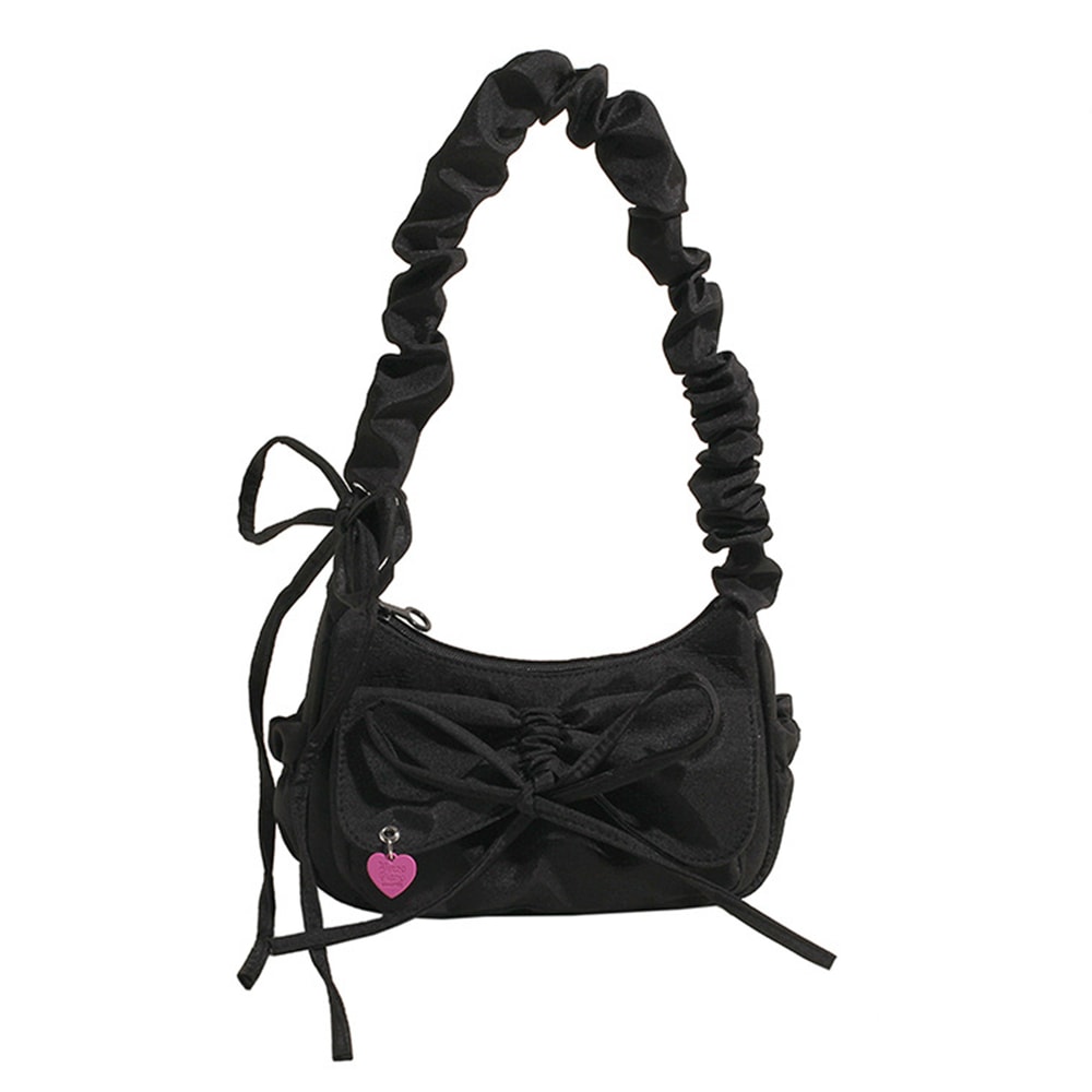Black Bow Casual Shoulder Bag For Women Stylish Korean Washed Denim Summer Handbag Perfect Gift Ide 5