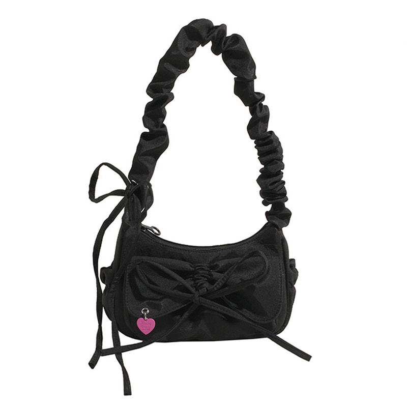 Black Bow Casual Shoulder Bag For Women Stylish Korean Washed Denim Summer Handbag Perfect Gift Ide 5