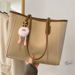 versatile solid color pu leather handbag stylish korean shoulder tote for women, perfect for daily use